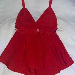 Venus size small red sweater tank top with cutouts under the bust.